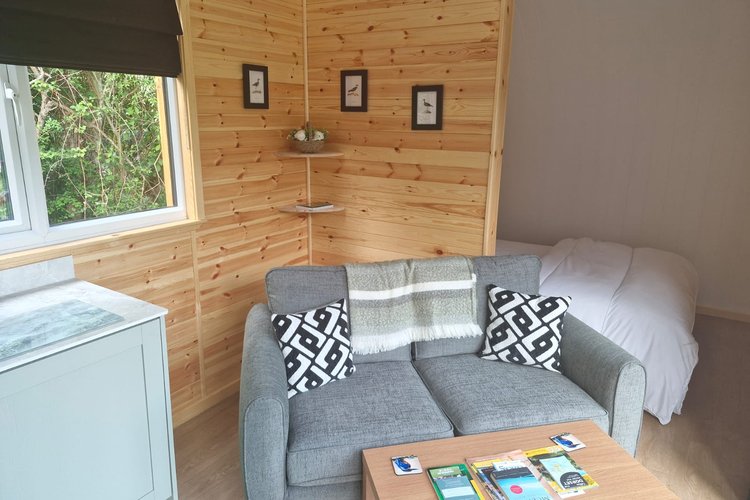 Comfy seating inside a pod